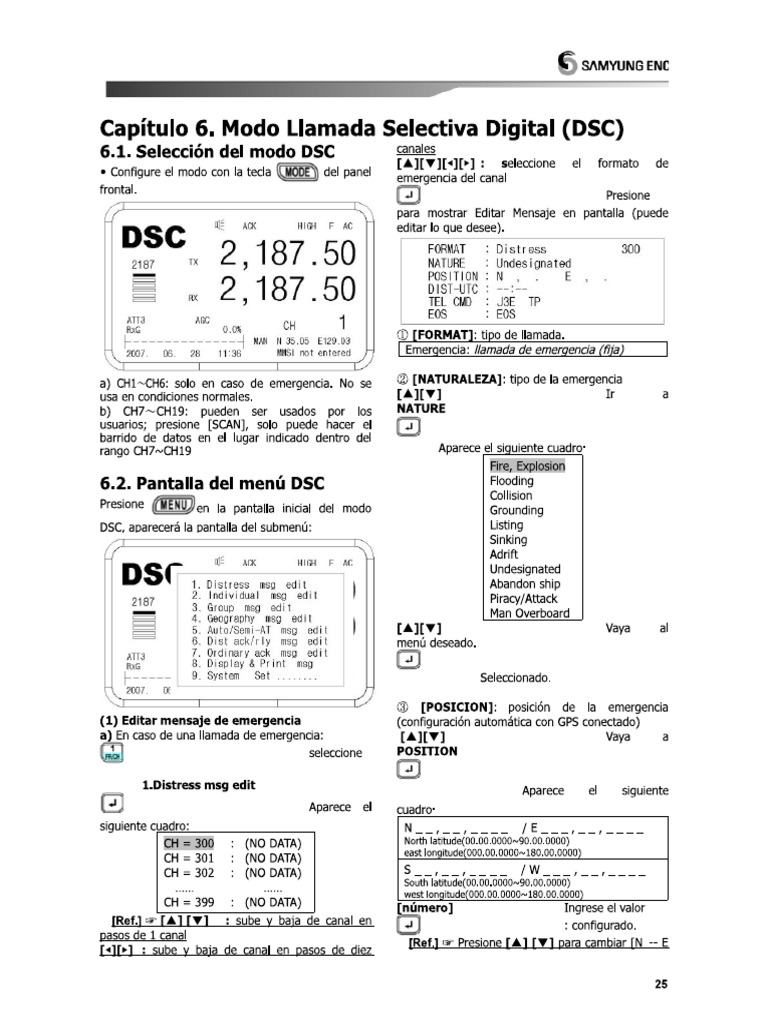 Operación Rápida en DSC MF HF Samyung 3150 | PDF