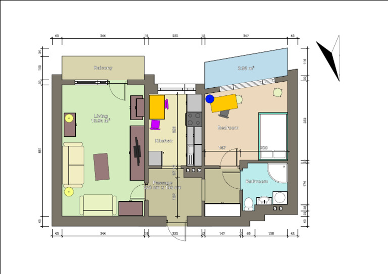 18.95 m² Apartment Layout Details | PDF
