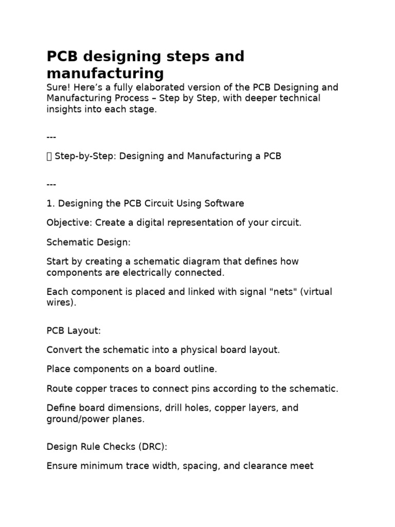 PCB Designing Steps and Manufacturing | PDF | Printed Circuit Board
