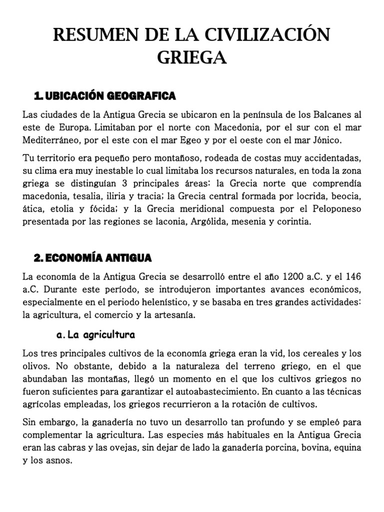 Resumen de la Civilización Griega | PDF | Antigua Grecia | Grecia