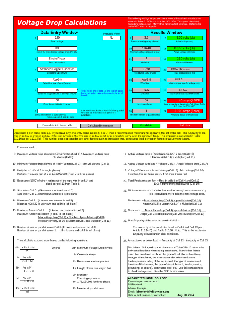 Voltage Drop Calculator | PDF | Electrical Conductor | Electricity