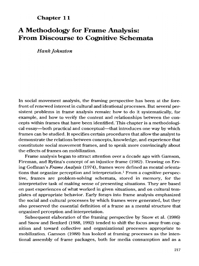 Frame Analysis Methodology Explained | PDF | Nonverbal Communication ...
