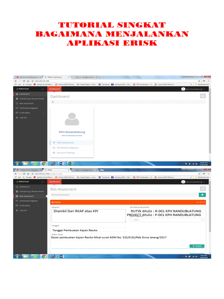 Panduan Menambah Riset di Aplikasi Erisk | PDF