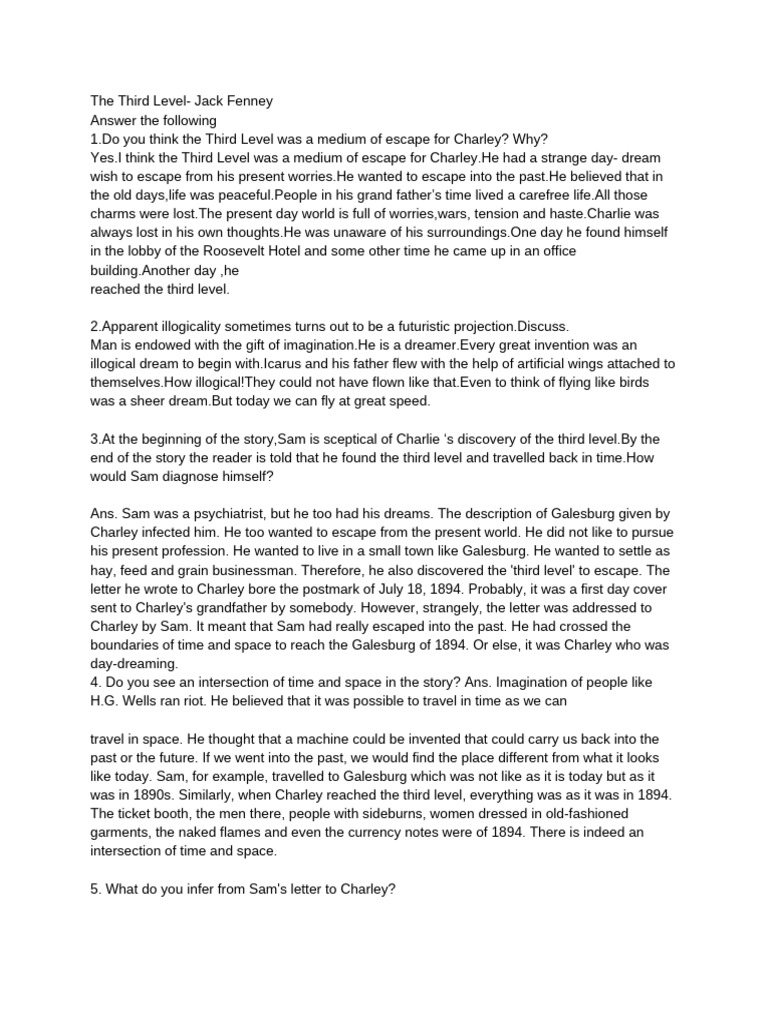 The Third Level - CW Notes | PDF
