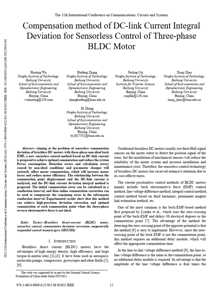 Sensorless Control for BLDC Motor Commutation | PDF | Electric Motor ...