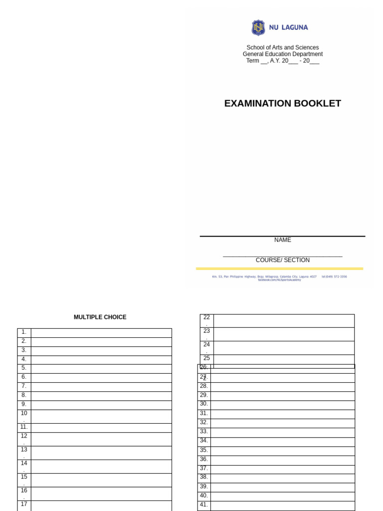 Answer Sheet Template | PDF