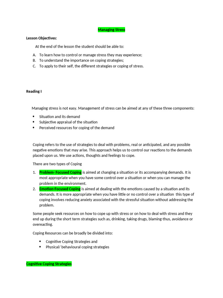 Activity+1 Readings and Activities | PDF | Stress (Biology) | Emotions