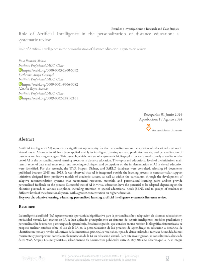 AI in Personalizing Distance Education | PDF | Artificial Intelligence ...