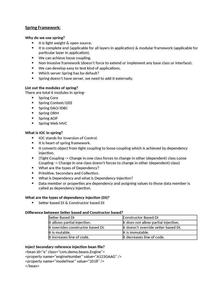 Spring Framework Overview and Features | PDF | Spring Framework ...
