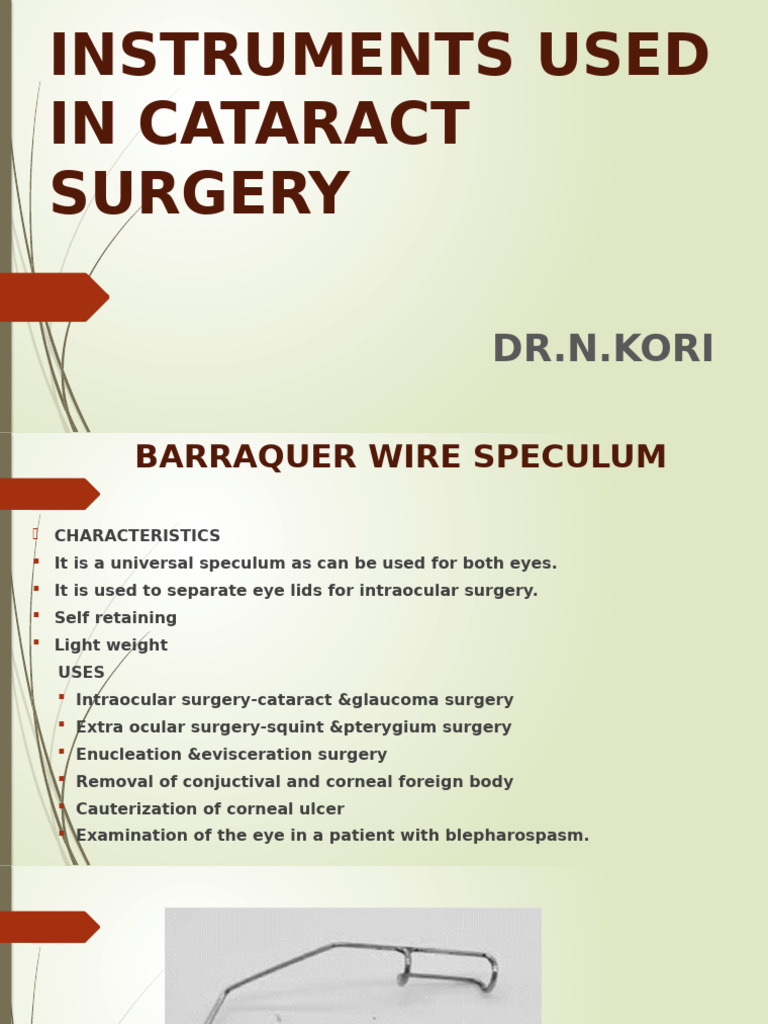 Cataract Surgery Instrument Overview | PDF | Eye | Surgical Specialties