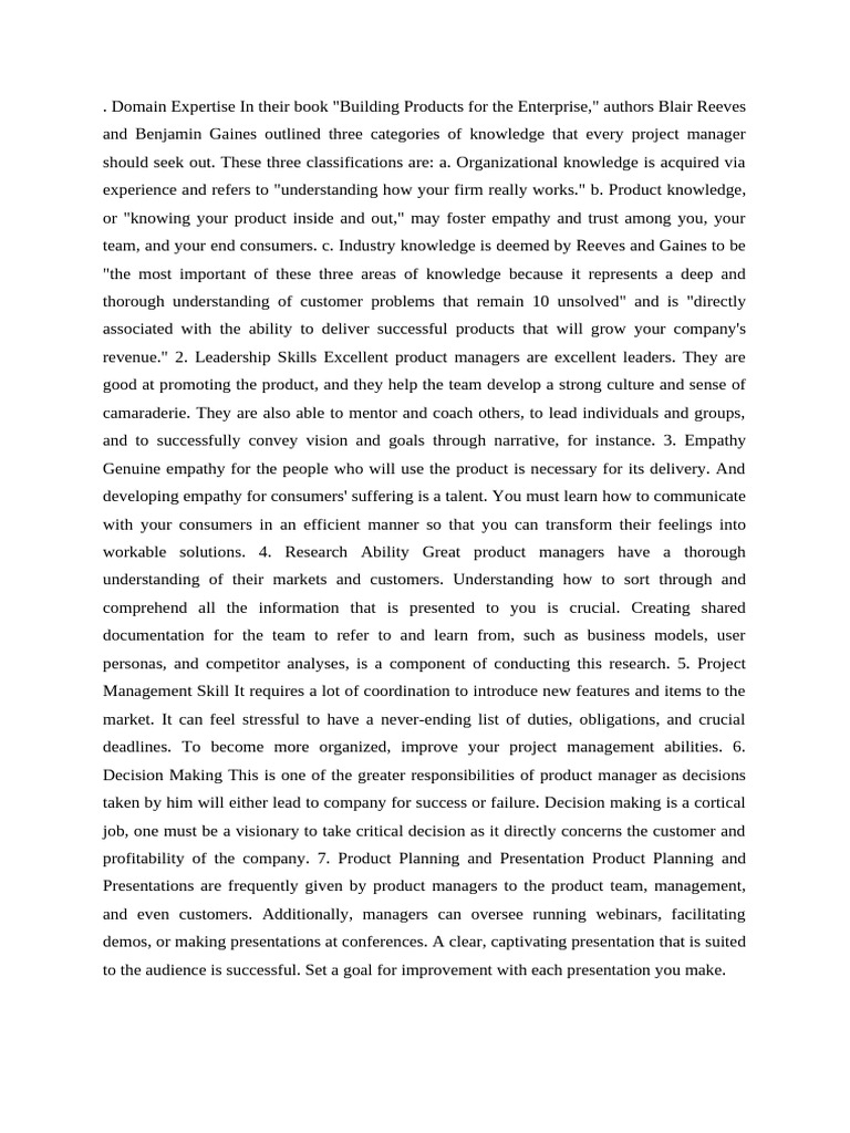 Essential Skills for Product Managers | PDF | Knowledge | Empathy
