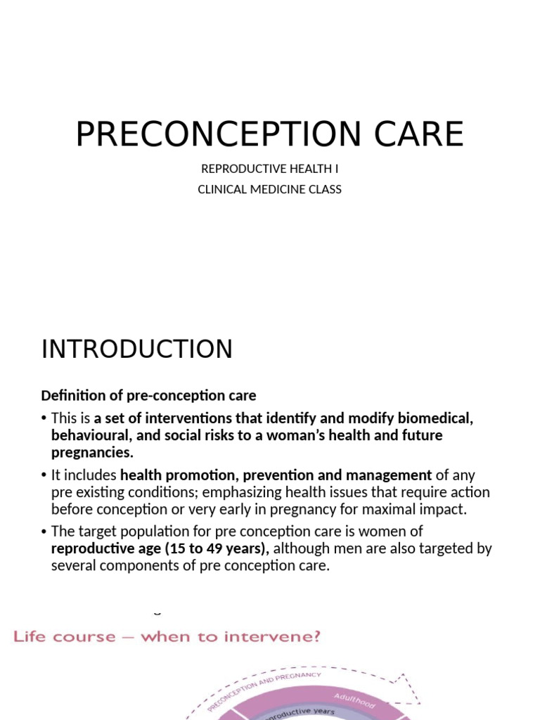 Preconception Care Overview and Interventions | PDF | Safe Sex | Pregnancy