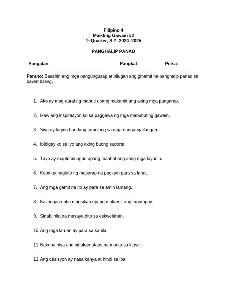 q1-l2 - Panghalip Na Panao | PDF
