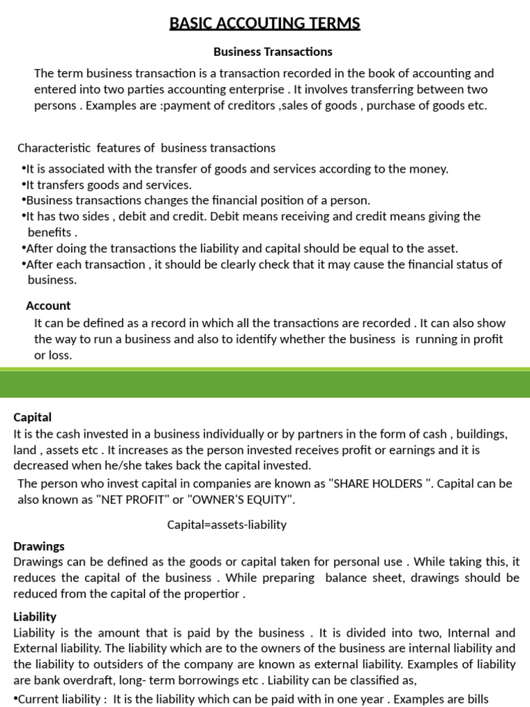 XI, Accounts, Basic Accounting Terms | PDF | Debits And Credits | Expense
