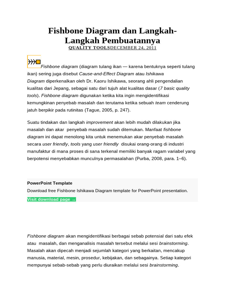 Fishbone Diagram Dan Langkah | PDF