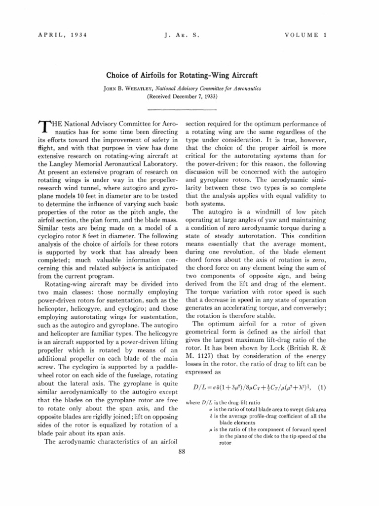 Airfoil Selection for Rotating Wings | PDF | Helicopter Rotor | Airfoil