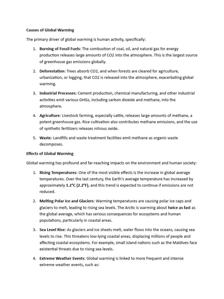 Causes of Global Warming | PDF | Climate Change | Greenhouse Gas