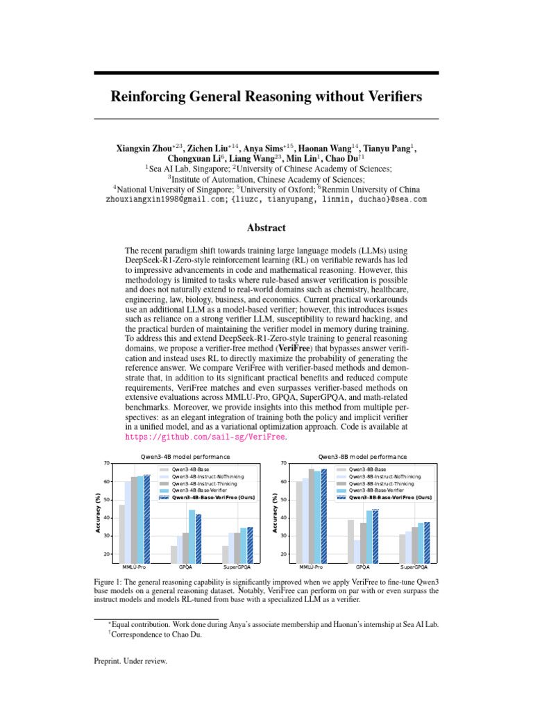 Reinforcing General Reasoning Without Verifiers | PDF | Applied Mathematics