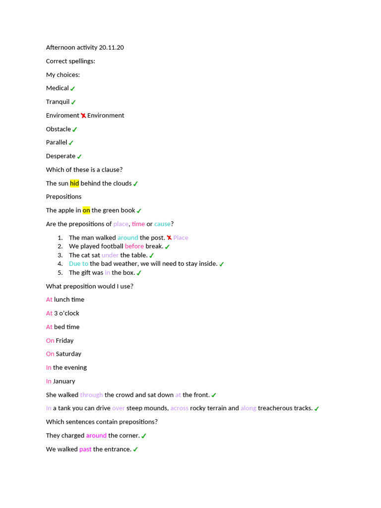 Afternoon Activity 20 | PDF