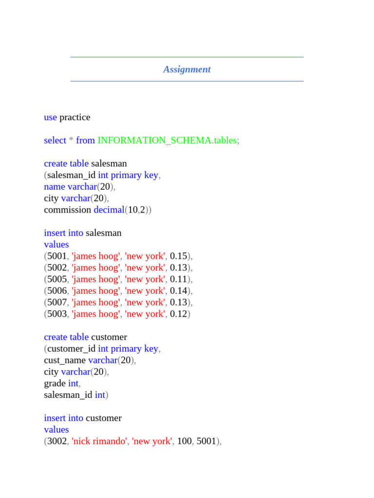 Salesman and Customer Assignment Data | PDF | Sales | Sql