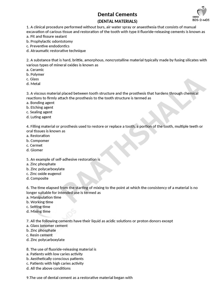 Dental Cements | PDF | Dental Material | Dental Composite