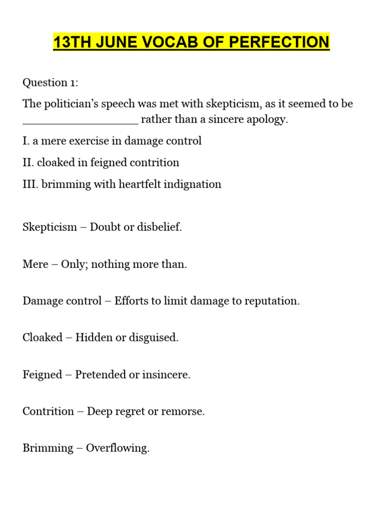 13th June Vocab of Perfection Class | PDF | Tariff | Non Tariff ...