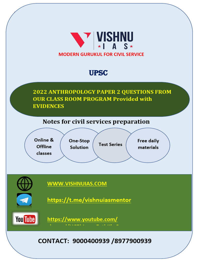 Vishnu IAS Anthropology Resources | PDF | Anthropology | Tribe