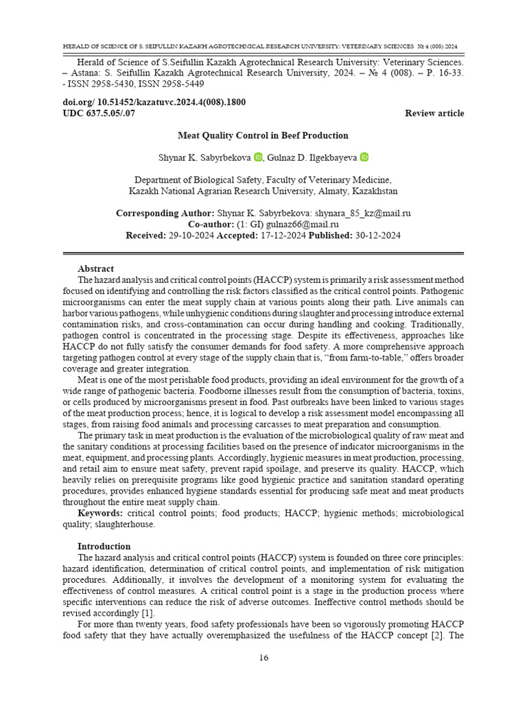 Meat Quality Control in Beef Production | PDF | Foodborne Illness | Meat