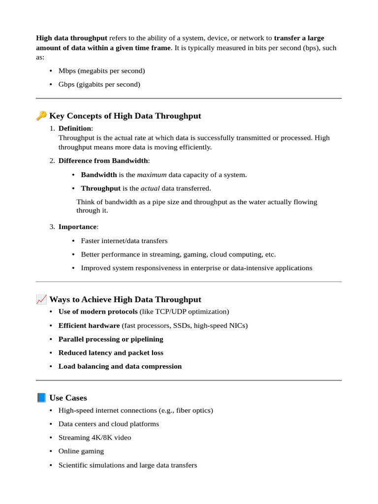 Understanding High Data Throughput | PDF