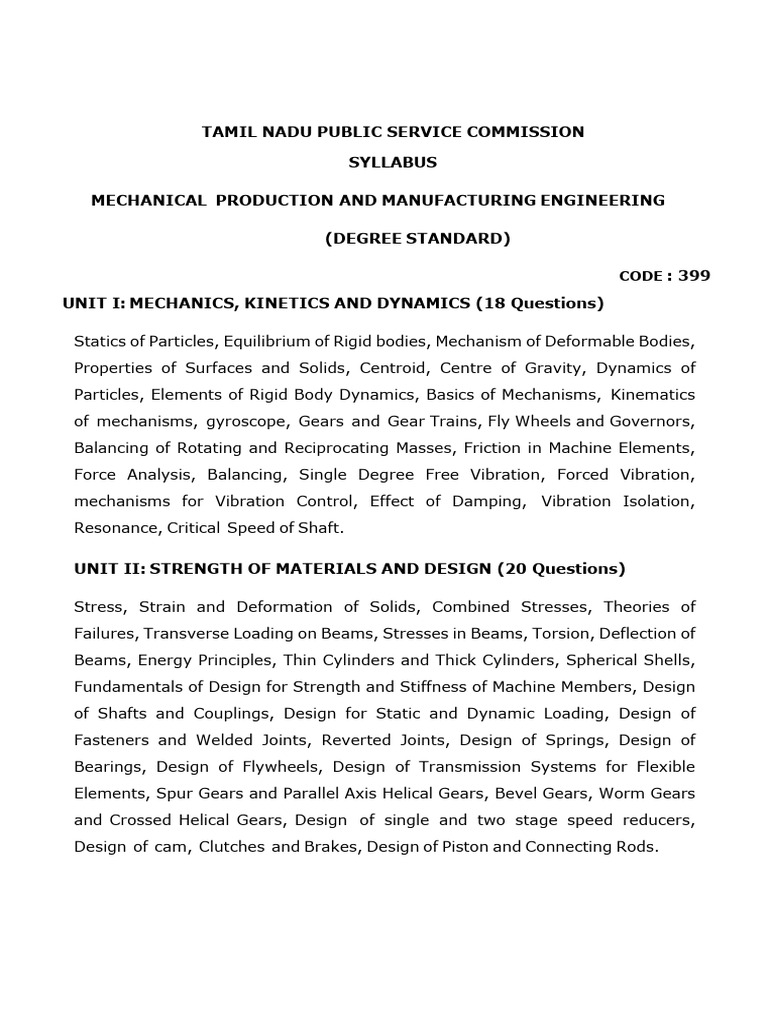 Mechanical Engineering Syllabus Overview | PDF | Fluid Dynamics | Gear