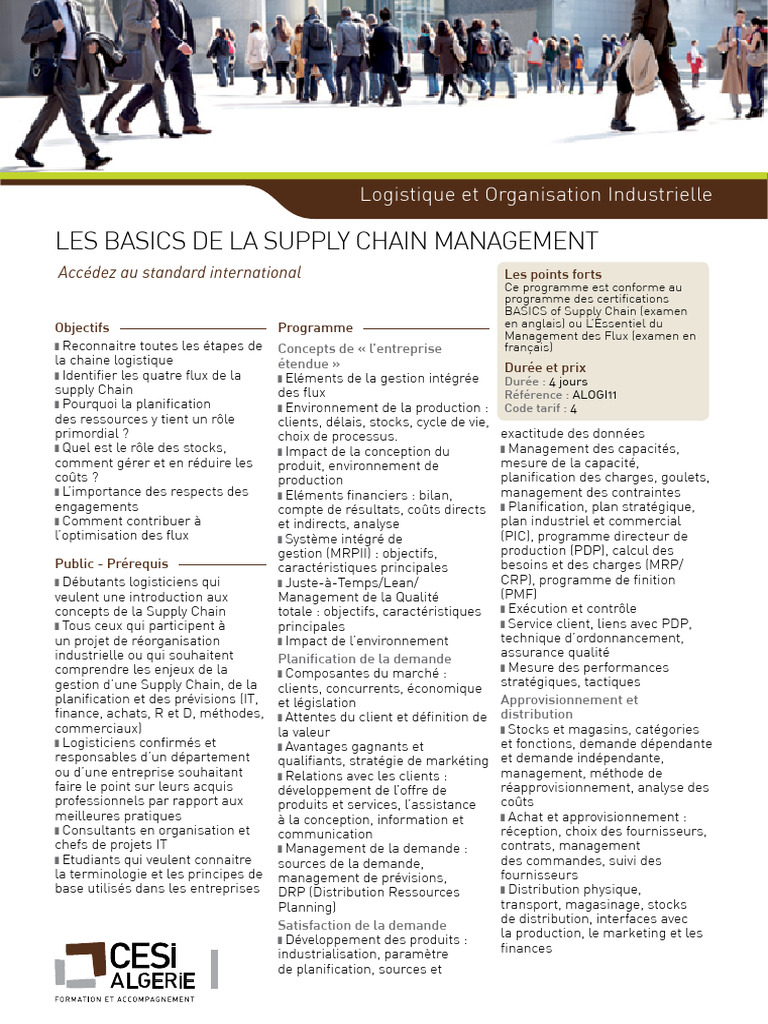 Introduction à la Supply Chain Management | PDF | Logistique | Gestion ...