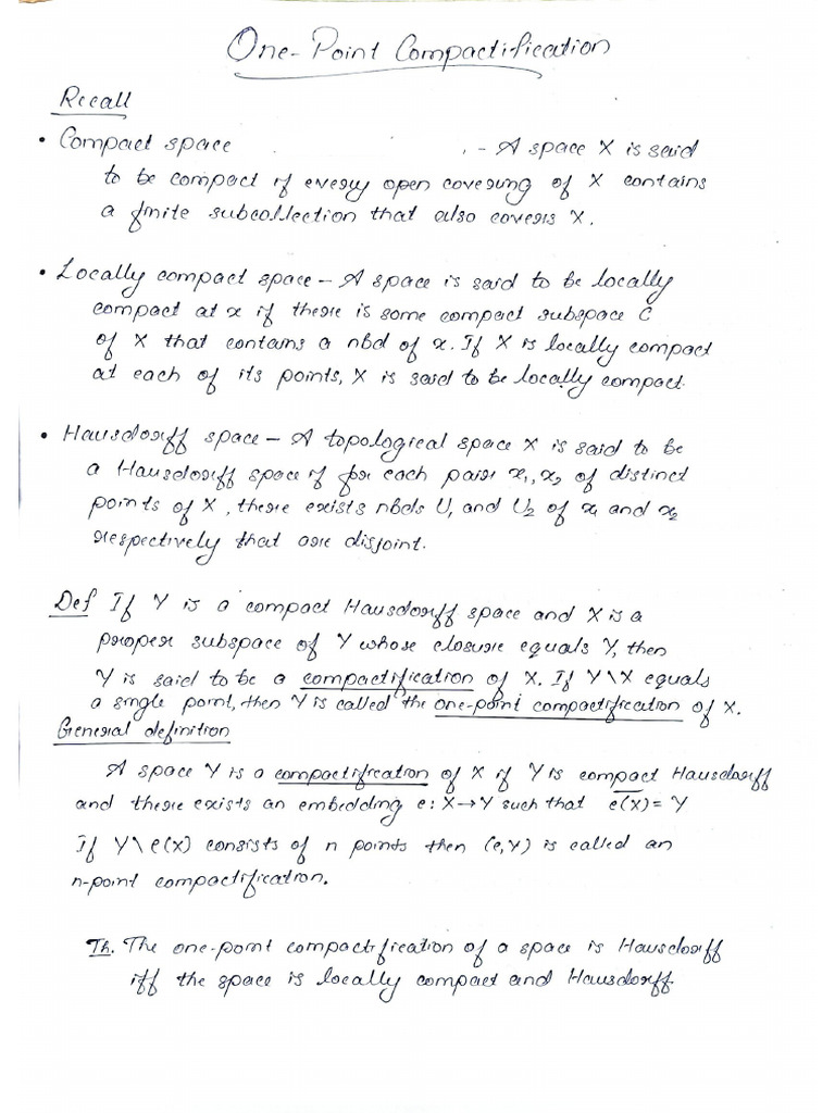 One Point Compactification (Topology Seminar) | PDF