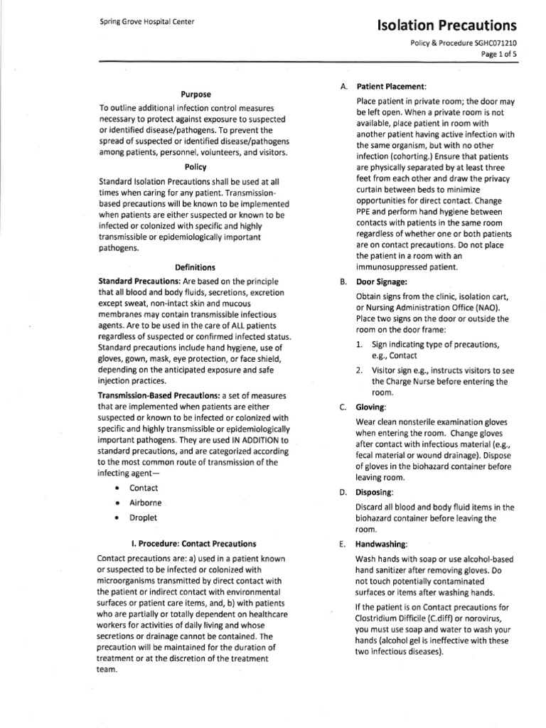 Isolation Precautions | PDF