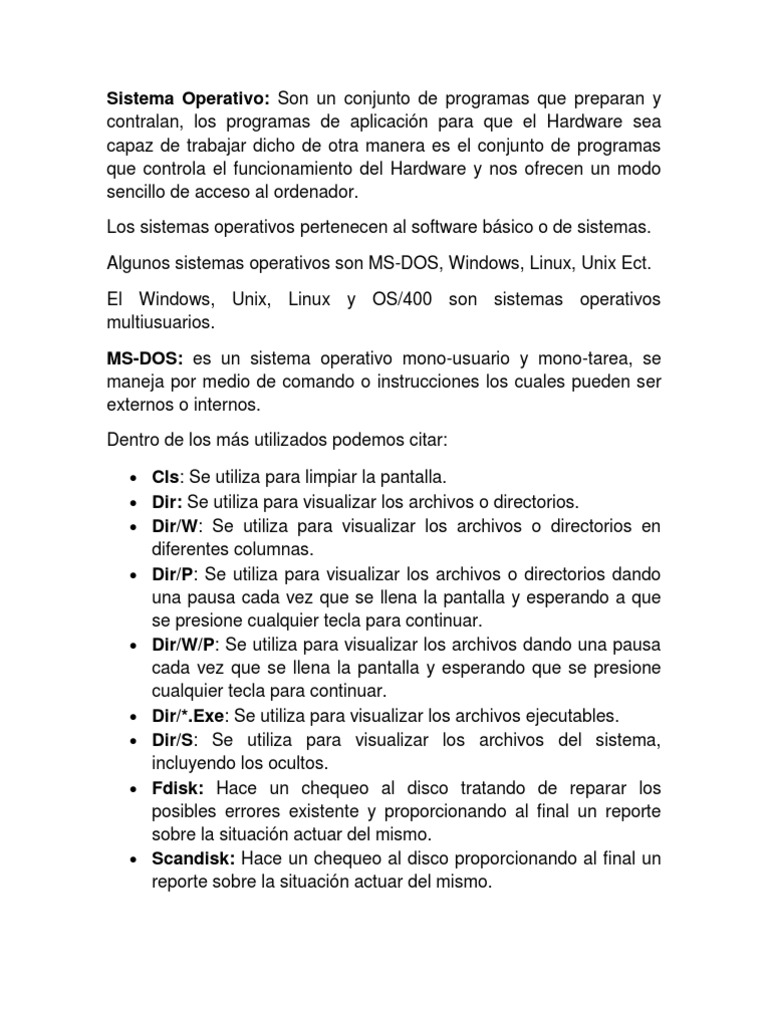 Comandos Esenciales de MS-DOS | PDF | Archivo de computadora | Sistema ...