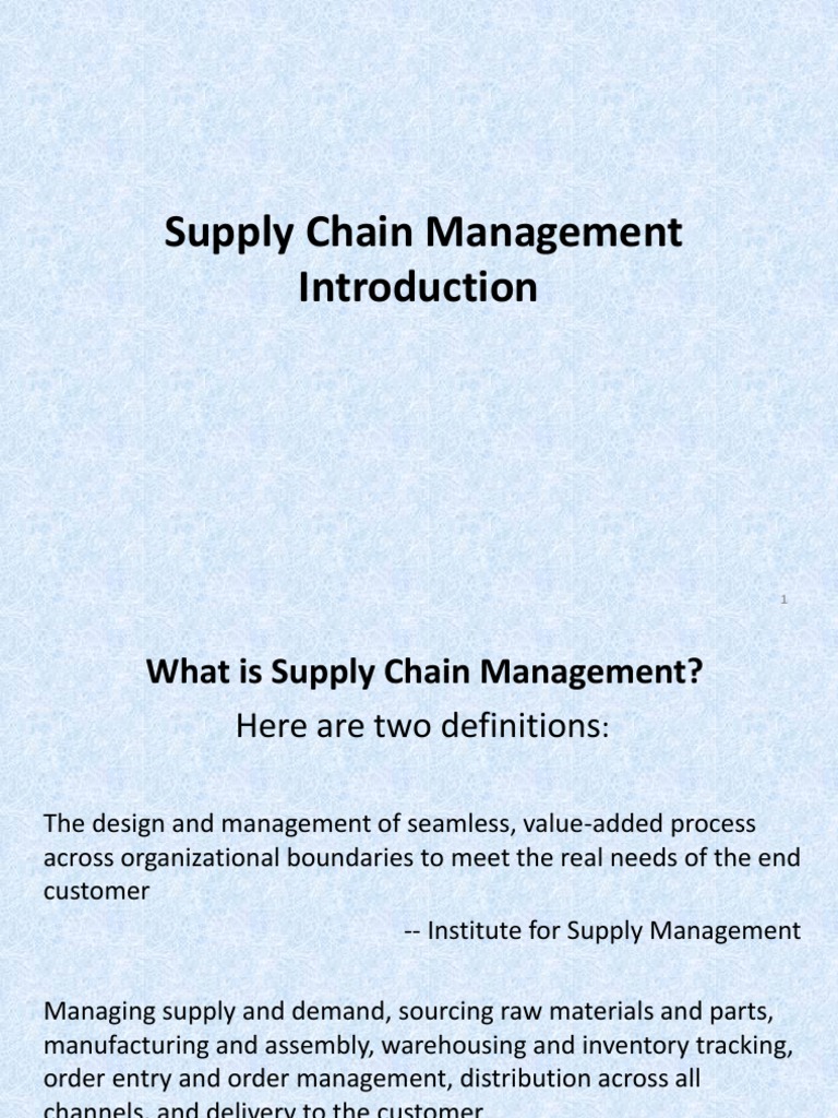 1.0 Introduction To Supply Chain Management (SCM) | PDF | Supply Chain ...
