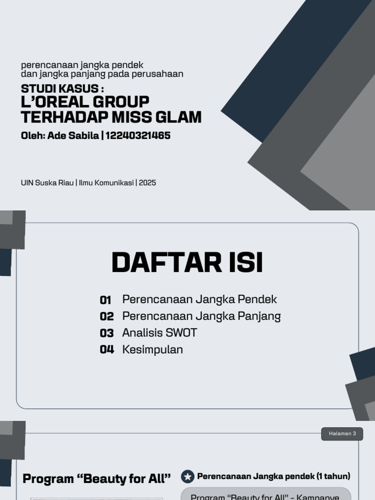 Perencanaan Strategis L'Oréal untuk Miss Glam | PDF