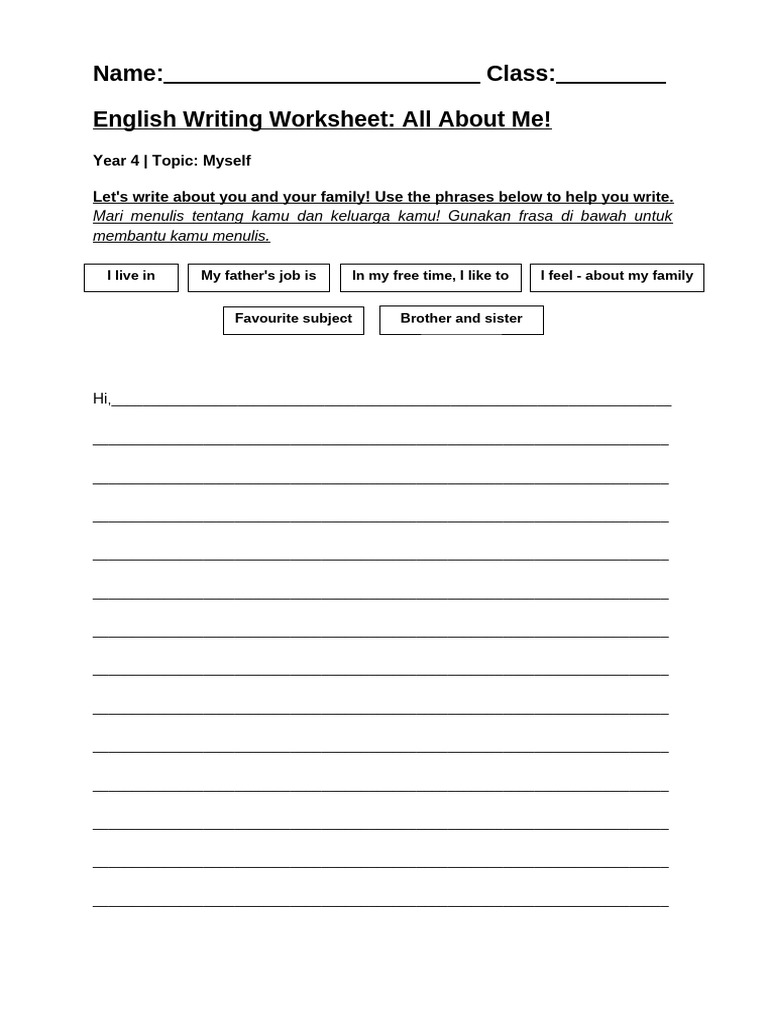Year 4 English Writing Worksheet | PDF