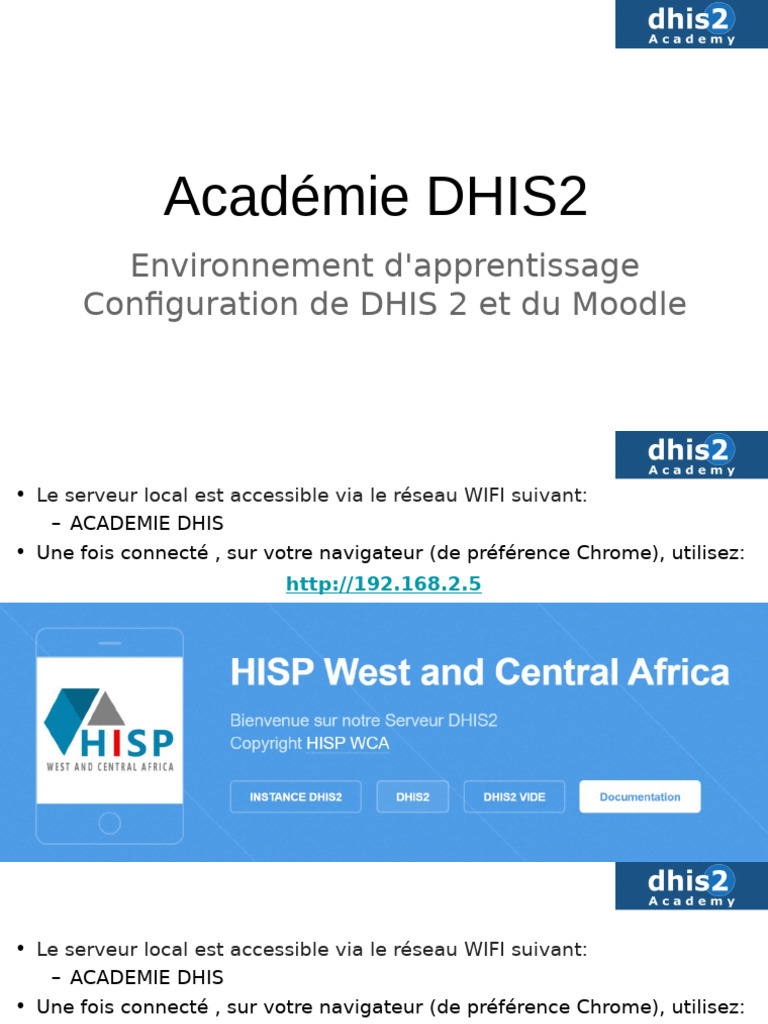 Configuration de DHIS2 et Moodle | PDF