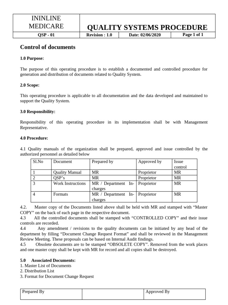 Medicare Quality System Document Control | PDF