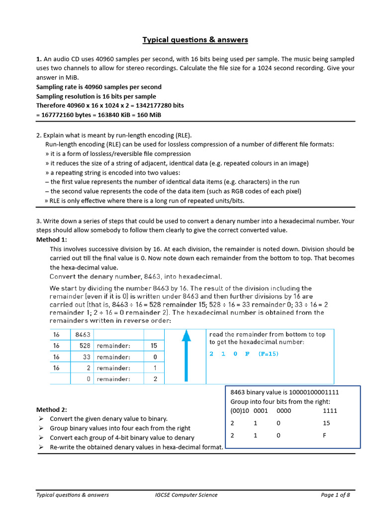 IGCSE Computer Science Q&A for Class 8 | PDF | Solid State Drive | Hard ...