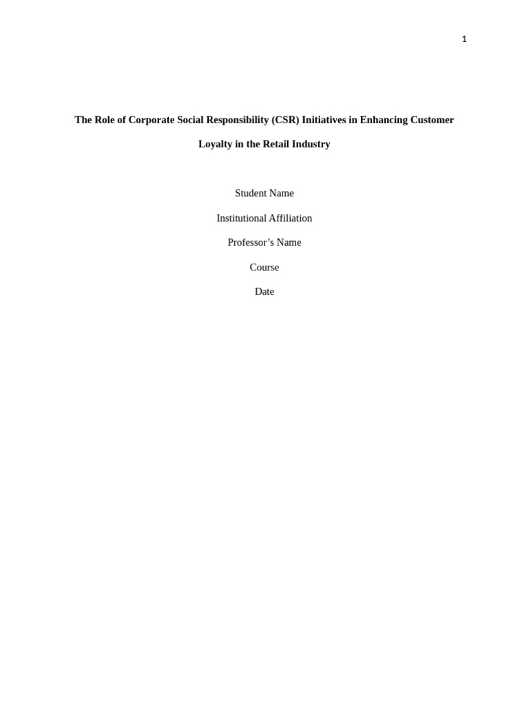 CSR's Impact on Retail Customer Loyalty | PDF | Corporate Social ...