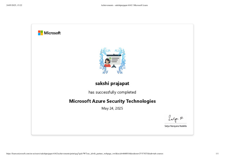 Sakshi Prajapat: Azure Security Certified | PDF