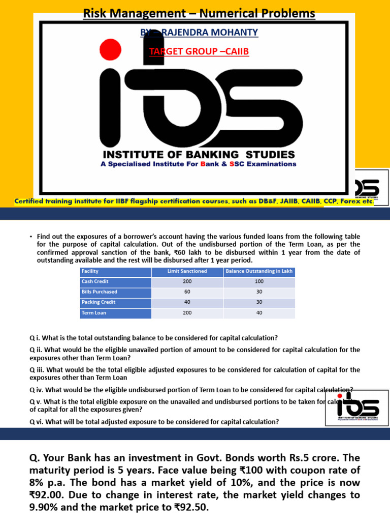 Risk Management - Numerical | PDF | Bond Credit Rating | Bonds (Finance)