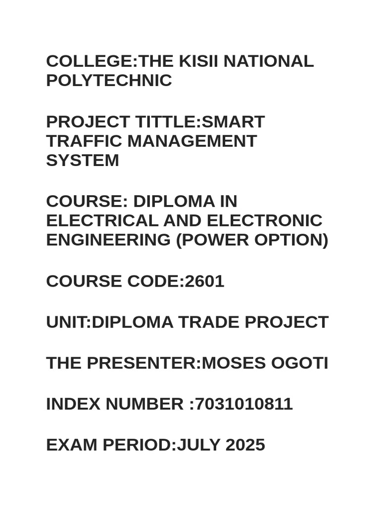 Electrical Engineering Project | PDF | Traffic | Traffic Light