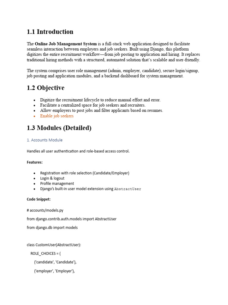 Online Job Management System Overview | PDF | Résumé | Databases