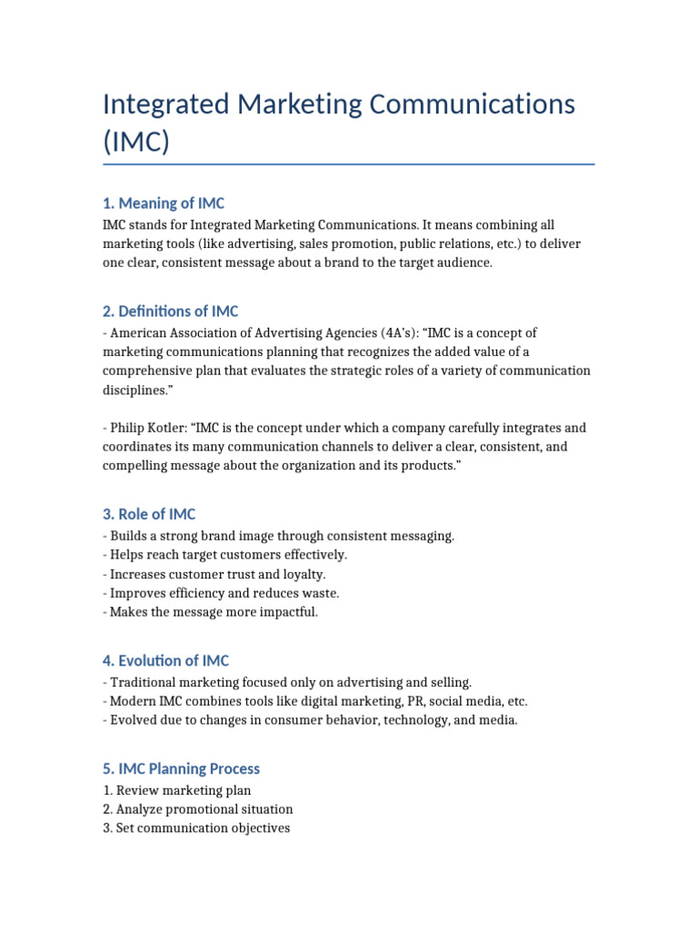 Understanding IMC Objectives and Evolution | PDF