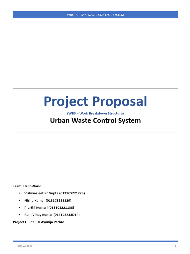 Urban Waste Control System Proposal | PDF | Project Management | Databases
