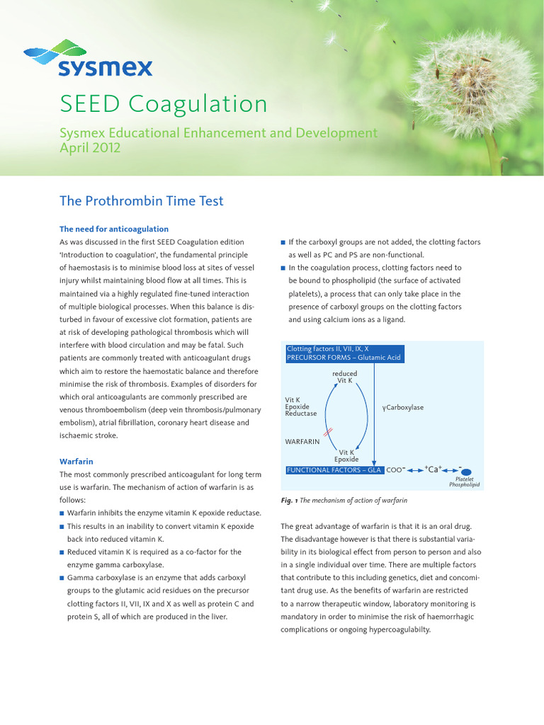 Prothrombin Time and INR Monitoring | PDF | Coagulation | Thrombosis