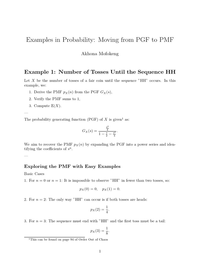 From PGF to PMF in Probability | PDF | Applied Mathematics ...