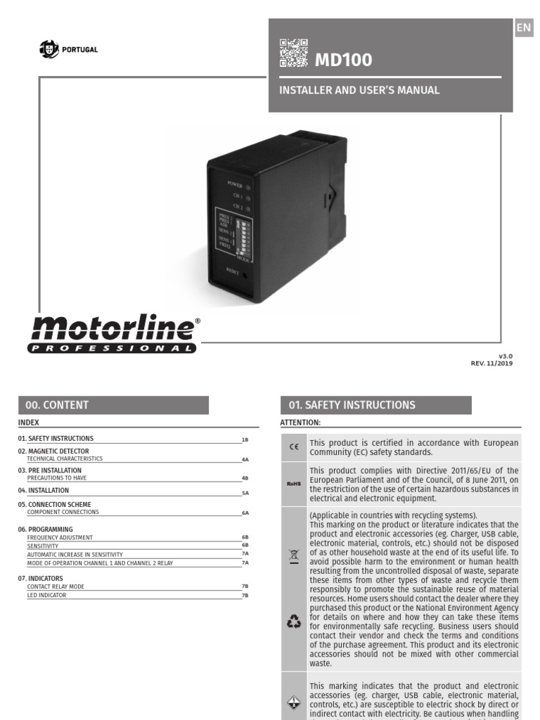 MD100 Magnetic Detector Manual | PDF | Fuse (Electrical) | Waste